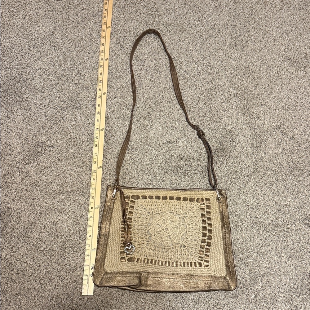 Brighton Brown and Tan Crochet Front Shoulder Bag